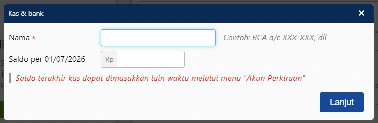 Mengisi Data Kas & Bank