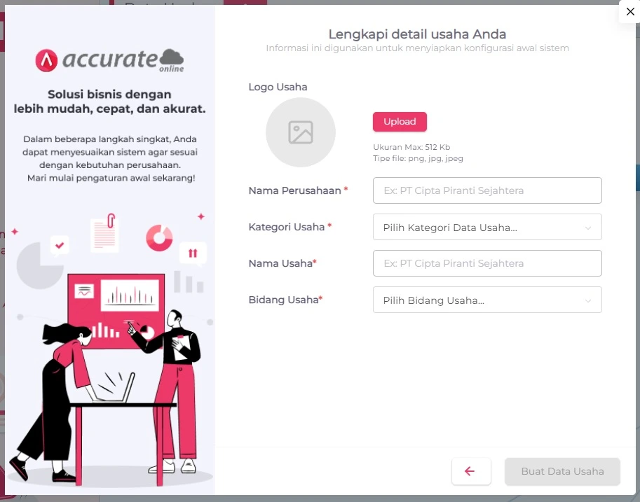 Mengisi Data Usaha di Accurate Online