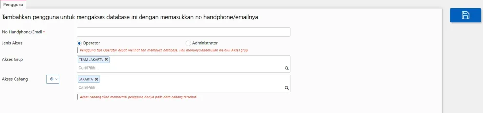 Isi Kolom yang dibutuhkan