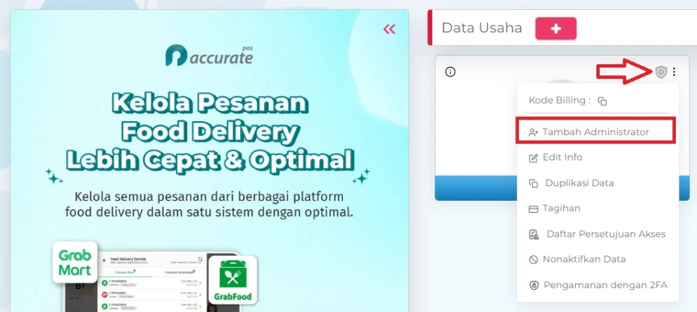 Memilih Menu Tambah Administrator