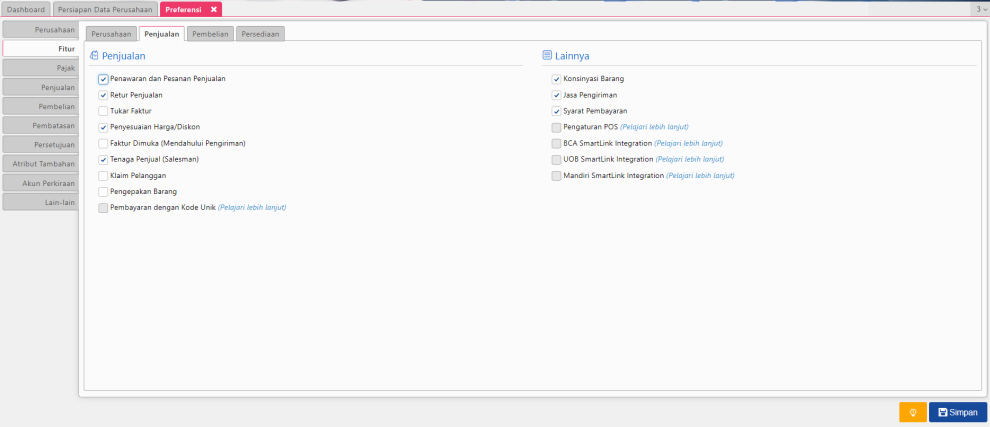 Fitur Dasar Penjualan