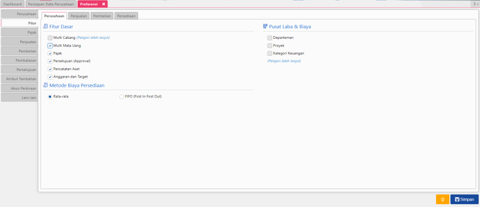 Fitur Dasar Perusahaan