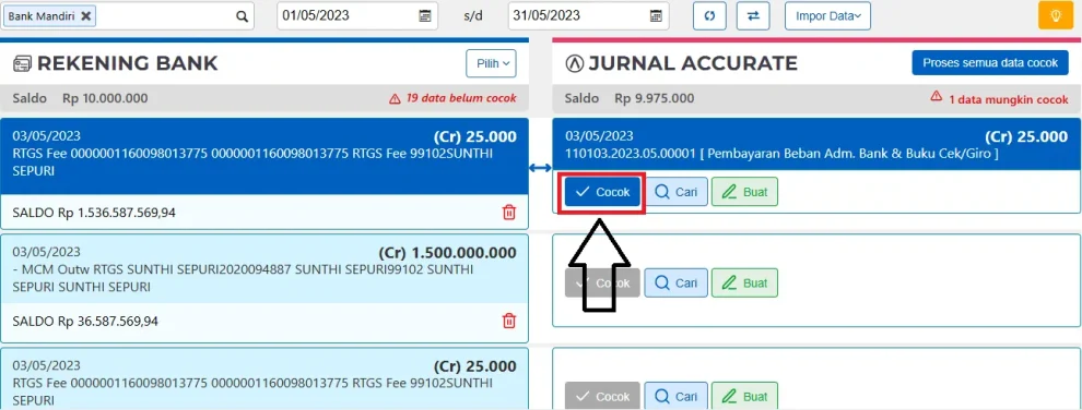 Pencocokan Data Rekening Koran