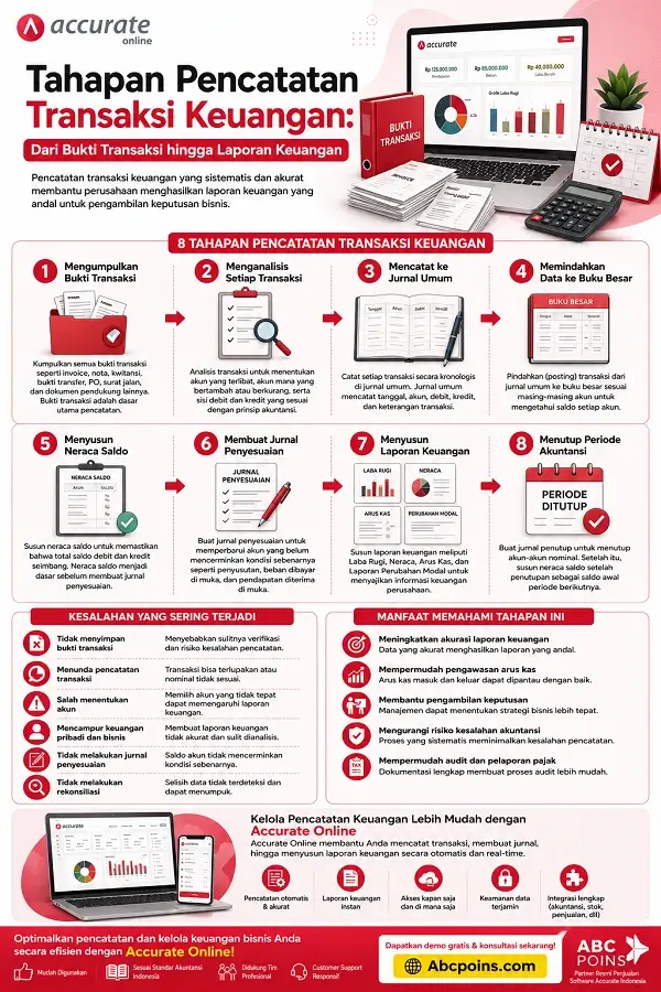 Infografis Tahapan Pencatatan Transaksi Keuangan